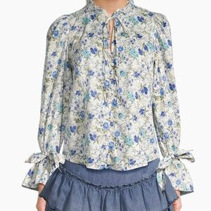 Blue and white floral blouse by Stellah
